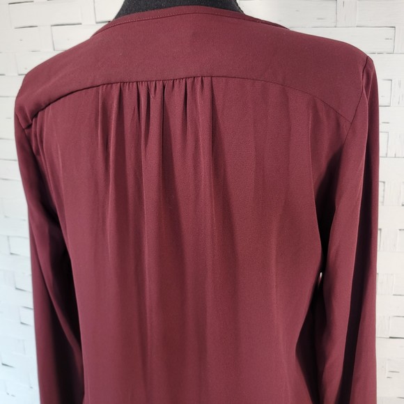 LOFT Burgundy Blue Long Sleeve Shift Dress    Size XS - Picture 7 of 13